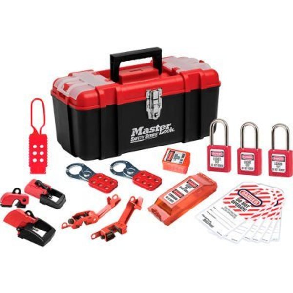 Master Lock Master Lock Lockout Toolbox, Basic Electrical Device Assortment, 3 Zenex Padlocks, Red 1457E410KABAS